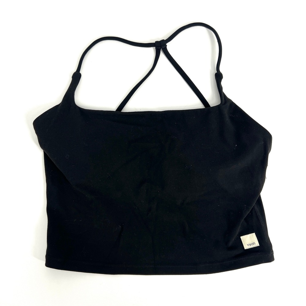 Vuori Mindset Tank Black Cropped Built-in Bra Activewear Top VW1501 Womens Small